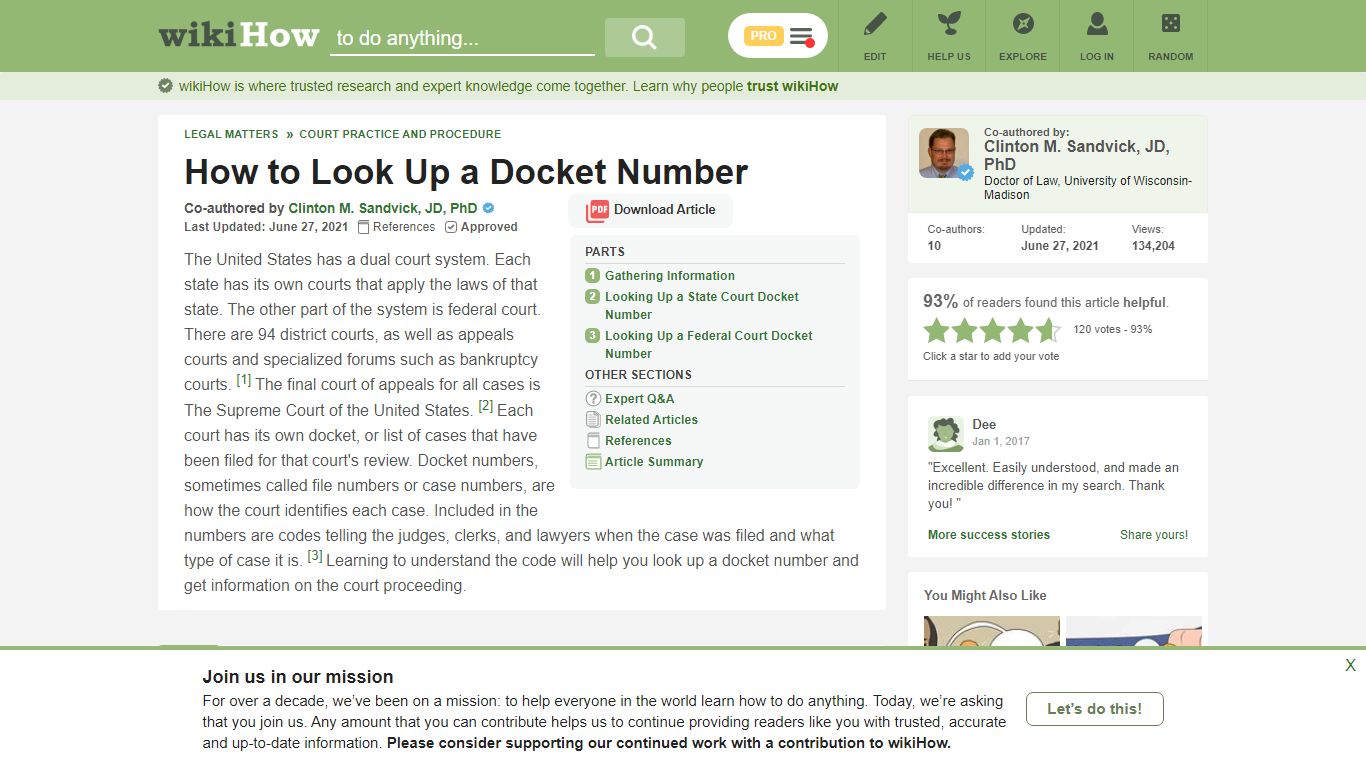 How to Look Up a Docket Number (with Pictures) - wikiHow